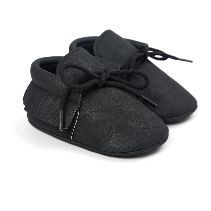 Baby's Solid Color Leather Moccasins