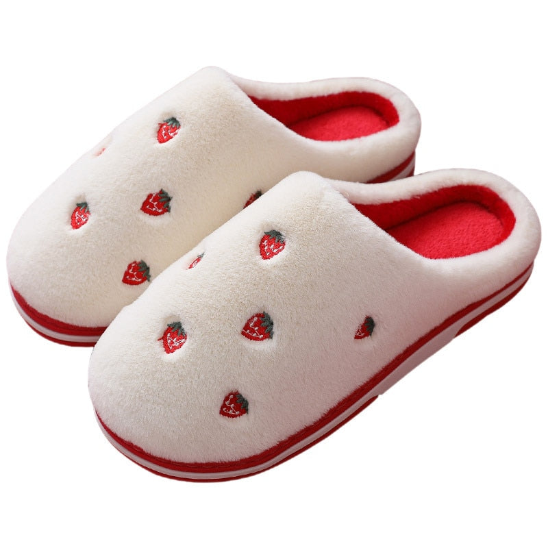 Anti-Slip Berry Patterned Warm Plush Slippers
