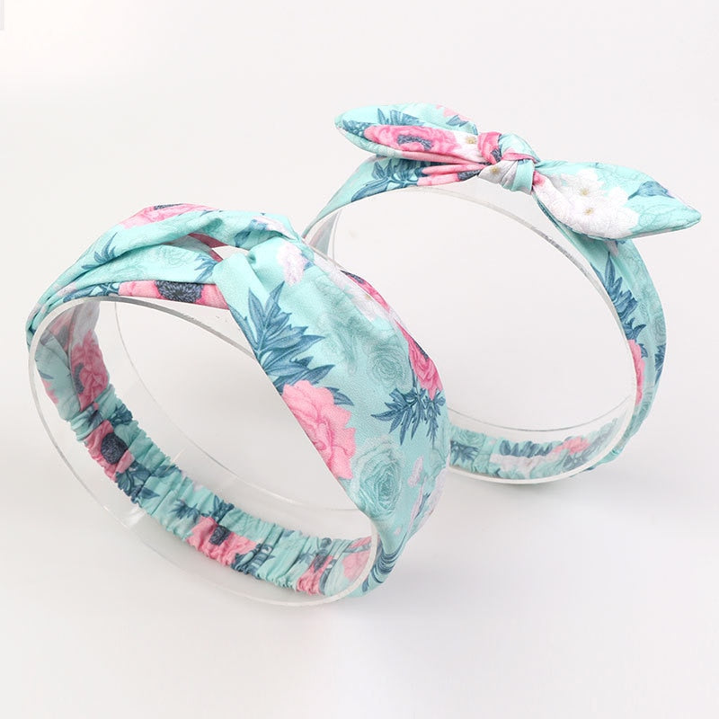 Floral Patterned Mother and Daughter Matching Headbands