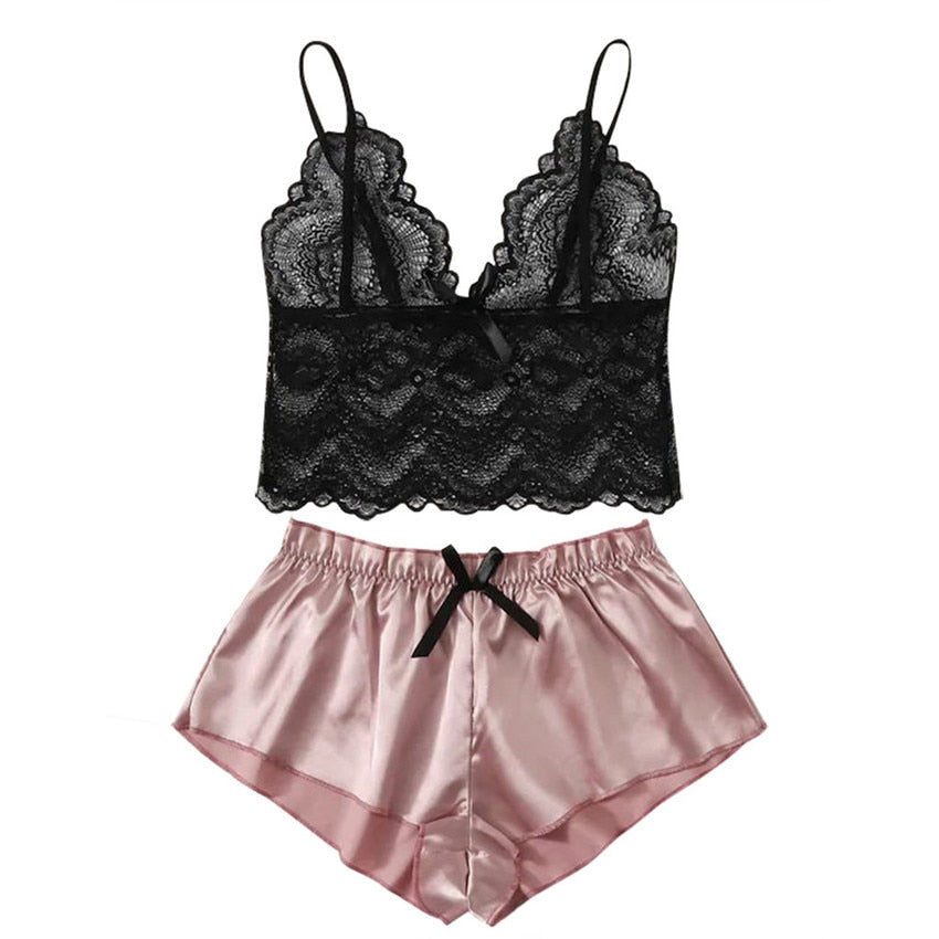 Women's Satin and Lace Pajamas