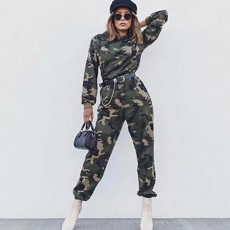 High Waist Loose Pants for Women with Camouflage Designs