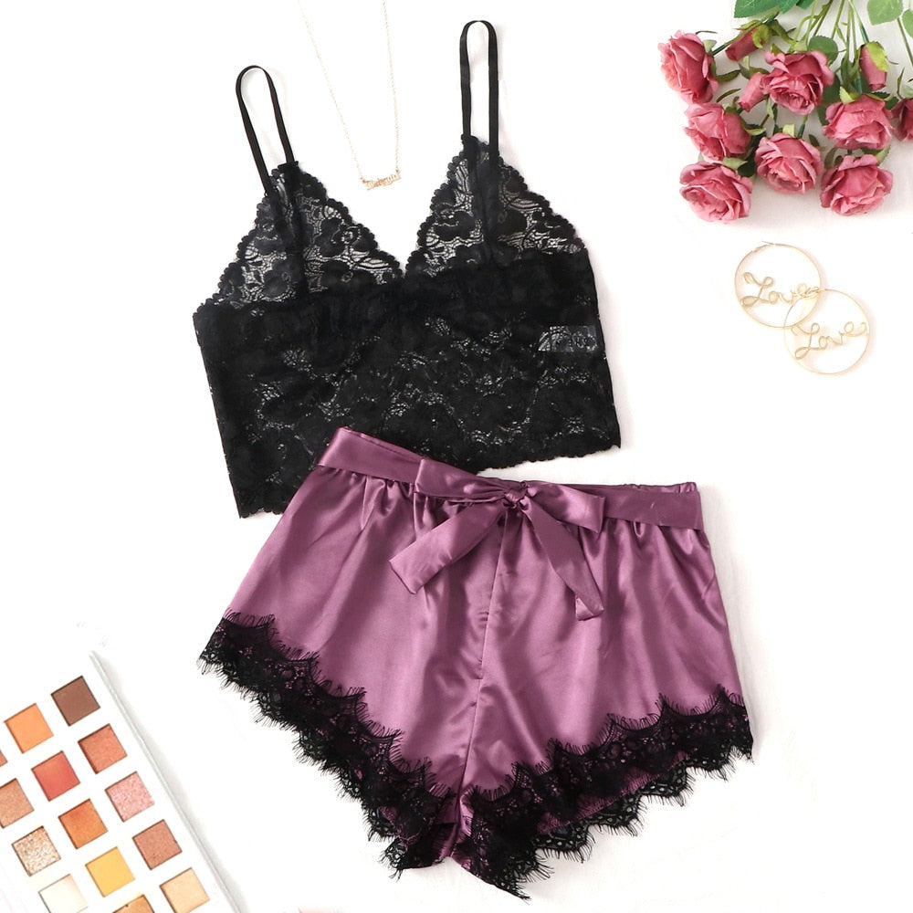 Women's Satin and Lace Pajamas