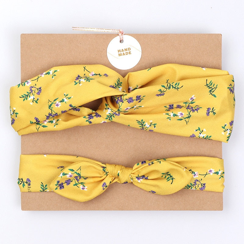 Floral Patterned Mother and Daughter Matching Headbands