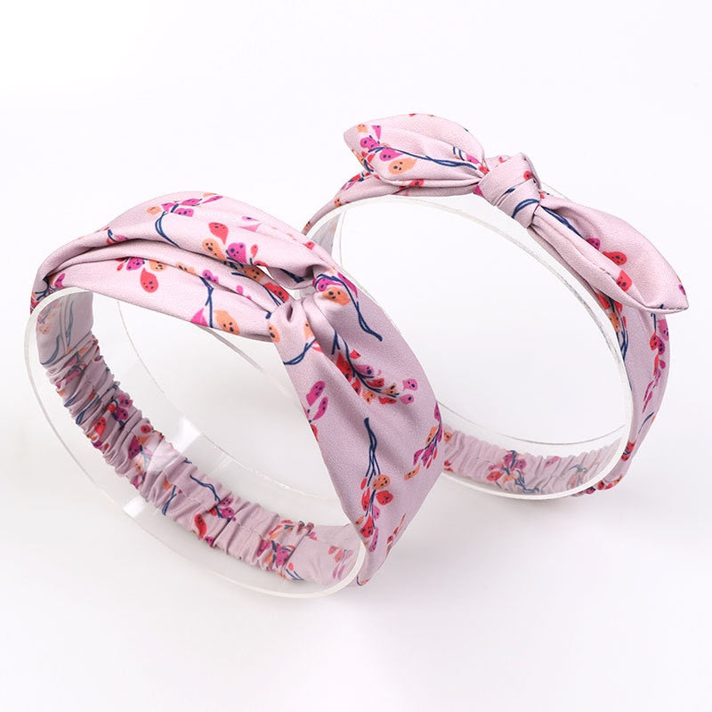 Floral Patterned Mother and Daughter Matching Headbands