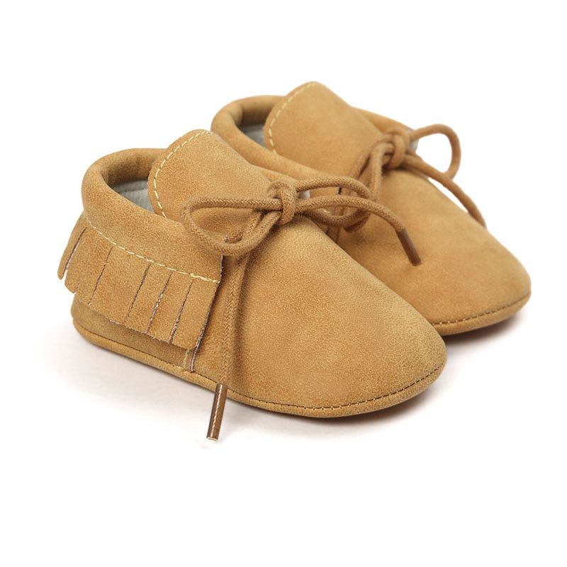 Baby's Solid Color Leather Moccasins