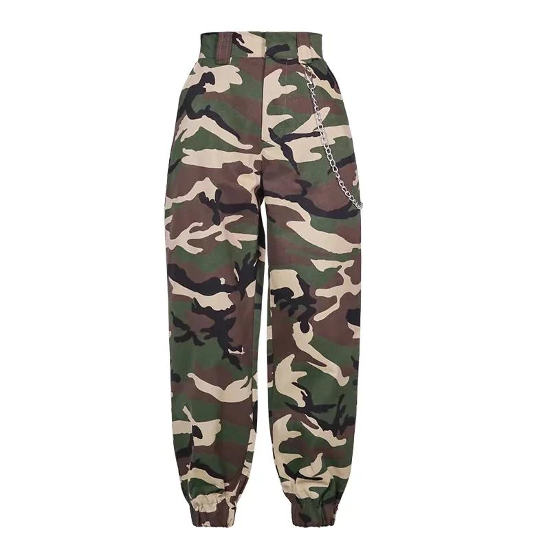 High Waist Loose Pants for Women with Camouflage Designs