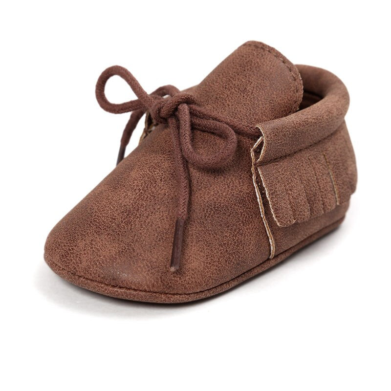 Baby's Solid Color Leather Moccasins