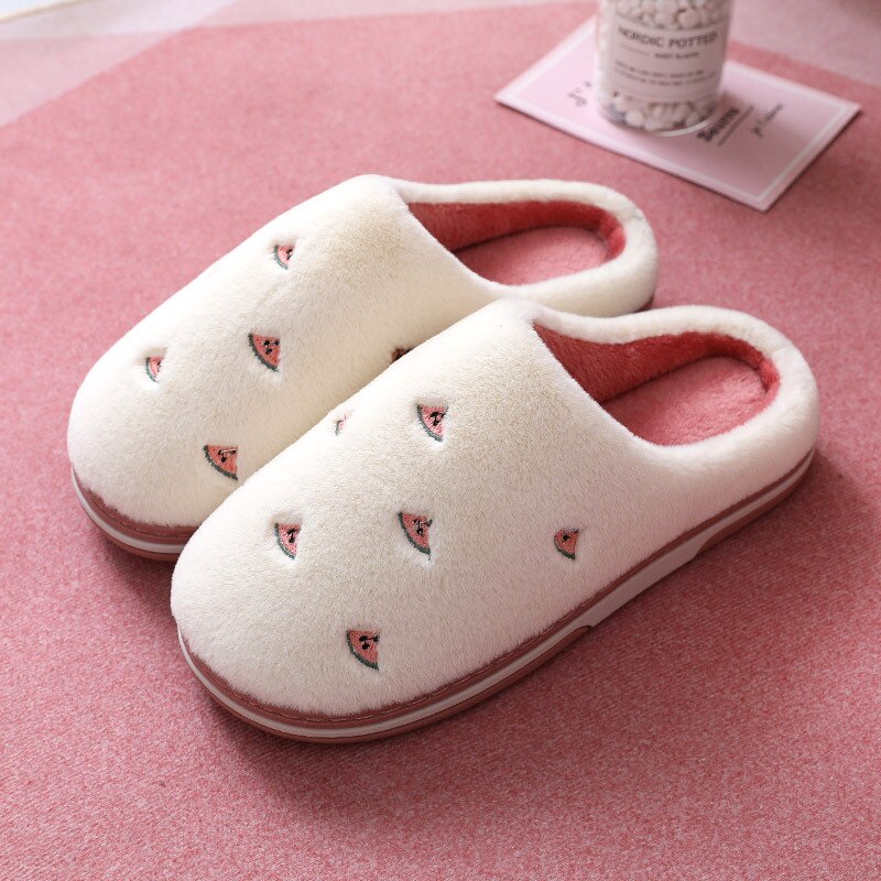 Anti-Slip Berry Patterned Warm Plush Slippers