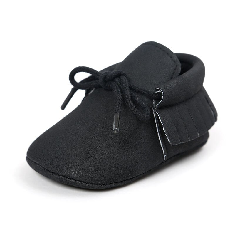 Baby's Solid Color Leather Moccasins