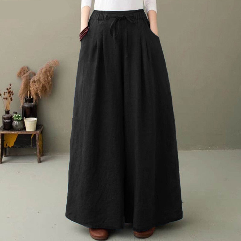 Women's Wide Leg Pants with Elastic Waist