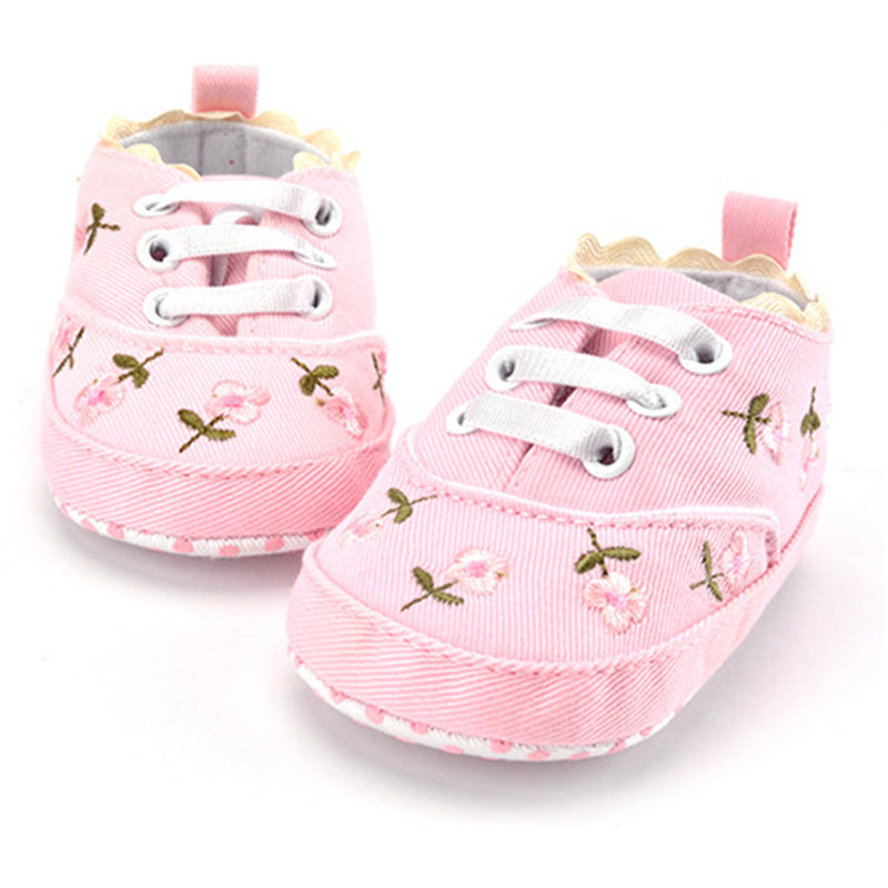 Girls' Cute Floral Cotton Sneakers