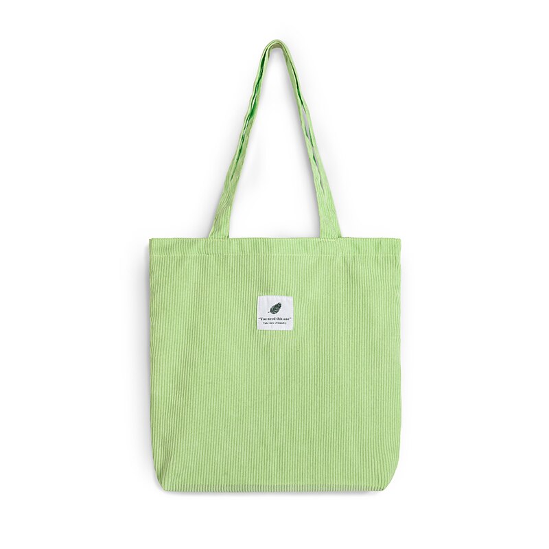 Women's Corduroy Shopper Bag With Interior Zipper Pocket