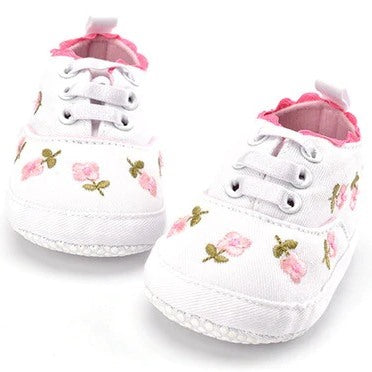Girls' Cute Floral Cotton Sneakers