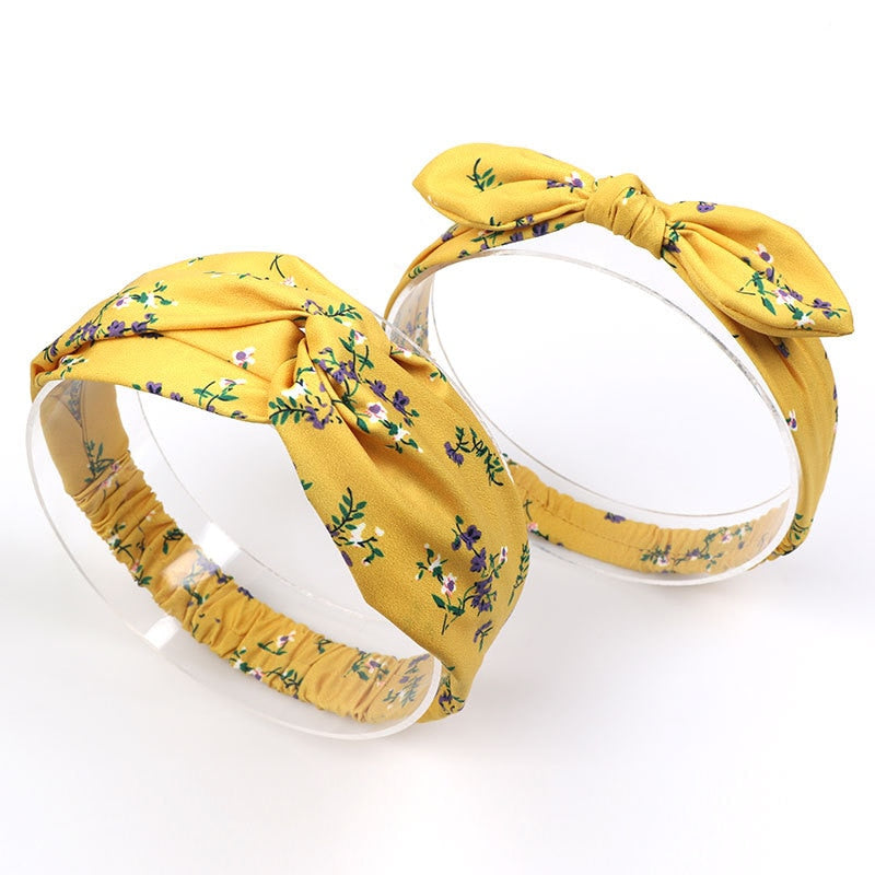 Floral Patterned Mother and Daughter Matching Headbands