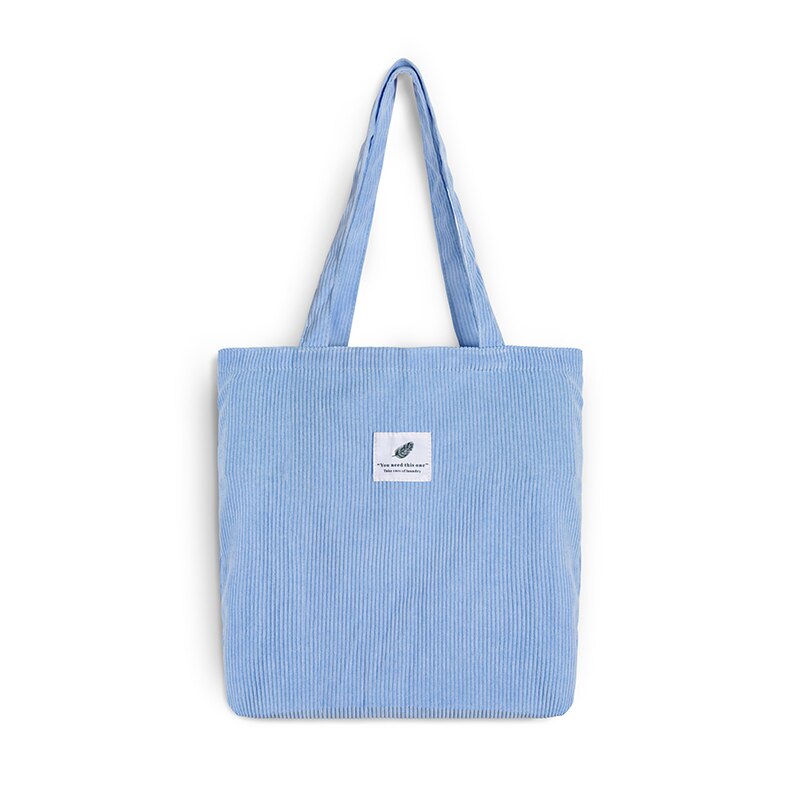 Women's Corduroy Shopper Bag With Interior Zipper Pocket