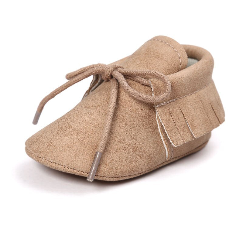 Baby's Solid Color Leather Moccasins