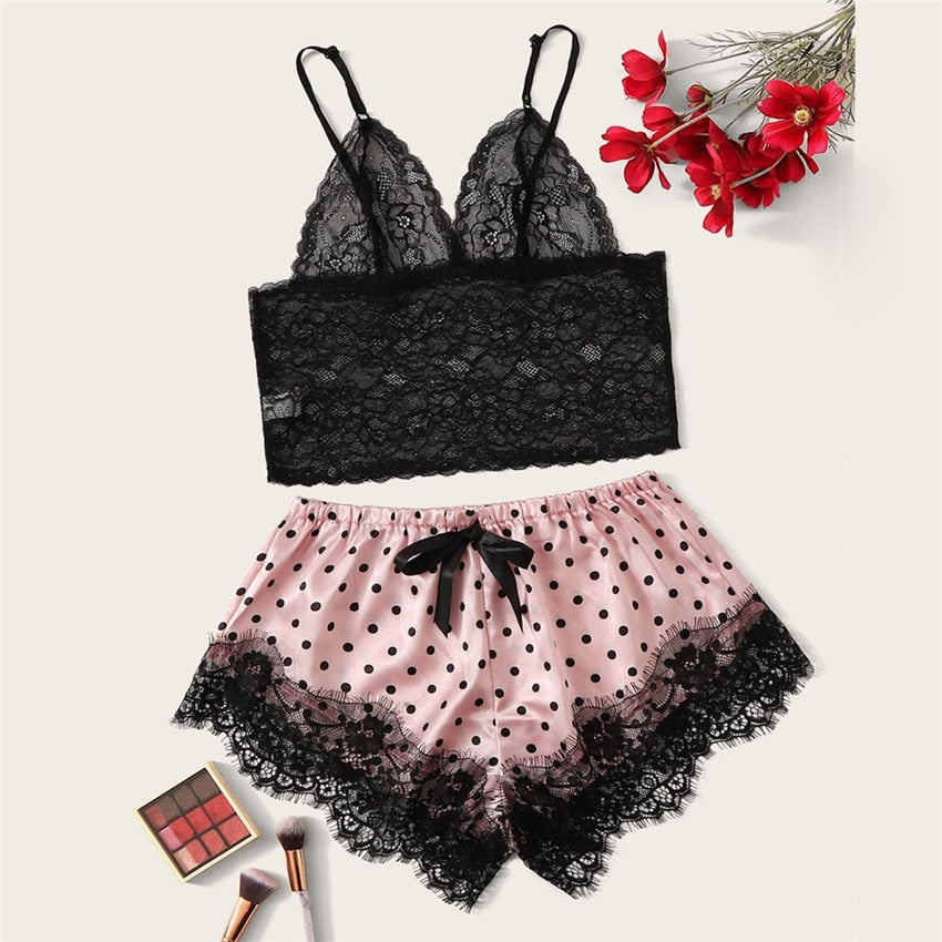 Women's Satin and Lace Pajamas