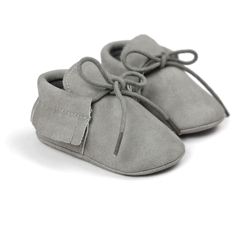 Baby's Solid Color Leather Moccasins