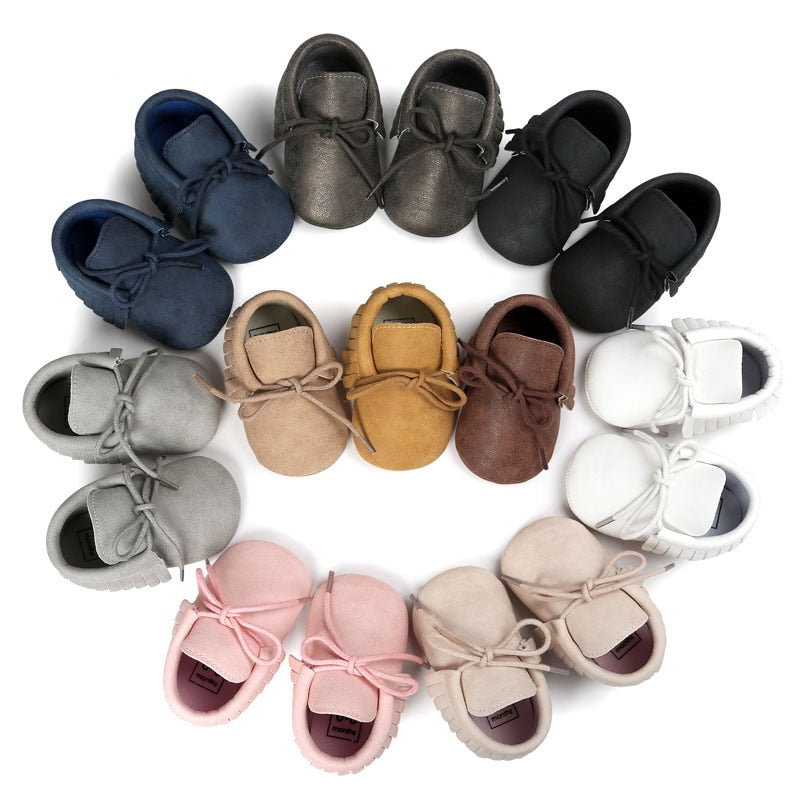 Baby's Solid Color Leather Moccasins
