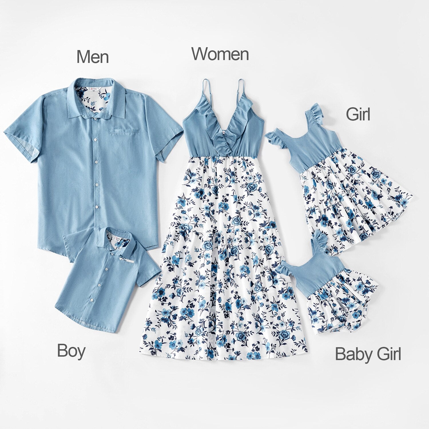 Blue Floral Matching Family Set