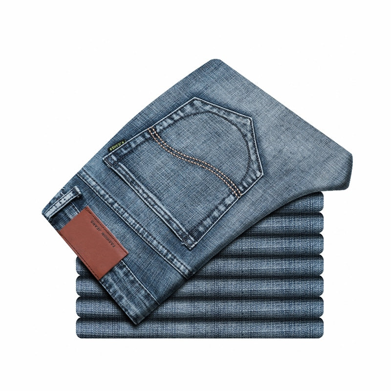Men's Straight Blue Stretch Jeans