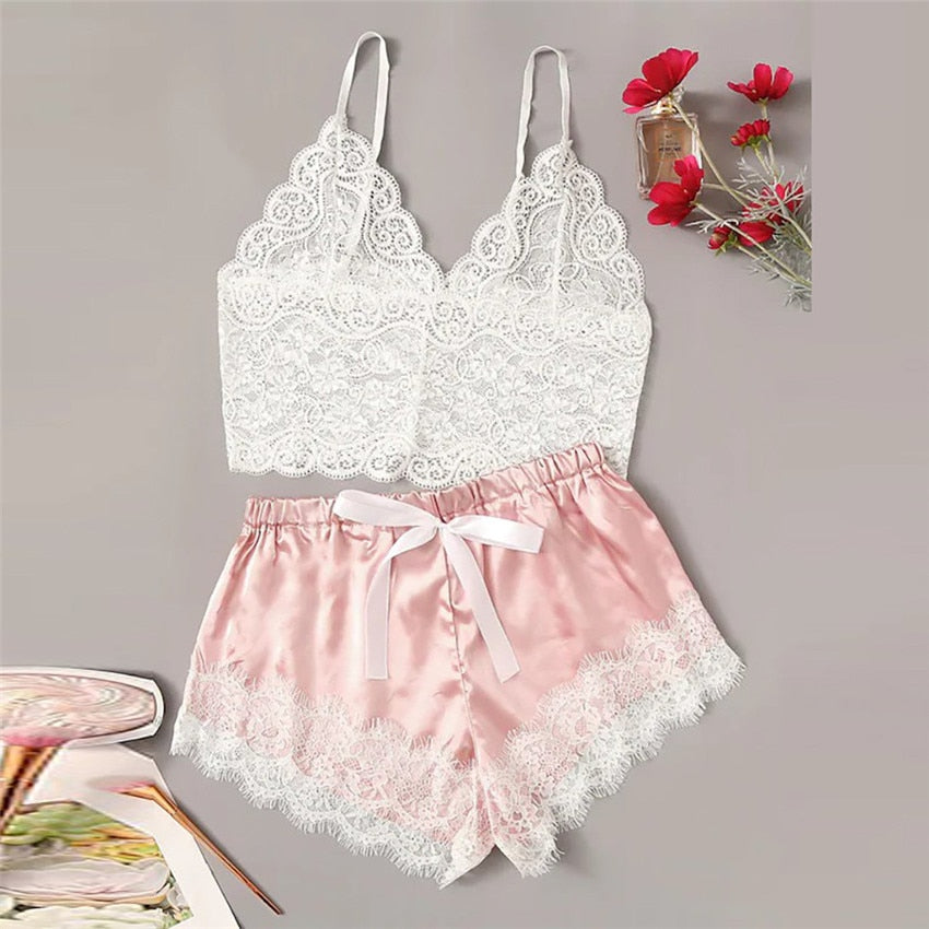 Women's Satin and Lace Pajamas
