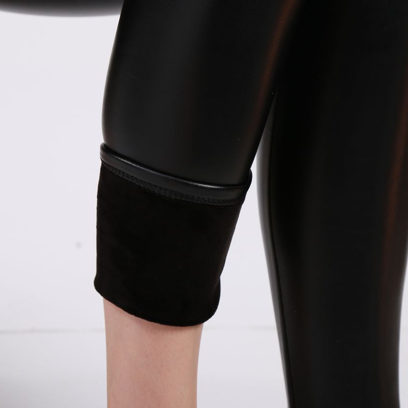 Women's Plus Size Winter Leather Leggings