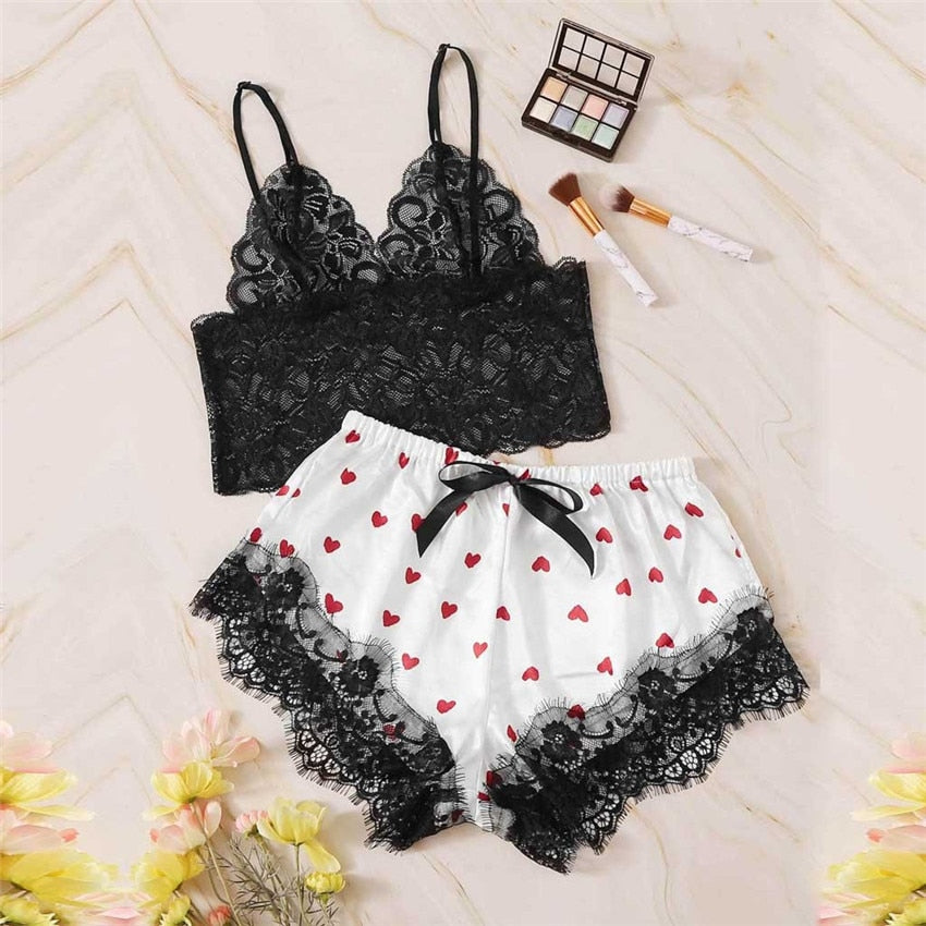 Women's Satin and Lace Pajamas