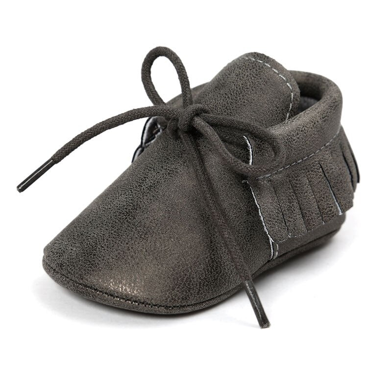Baby's Solid Color Leather Moccasins